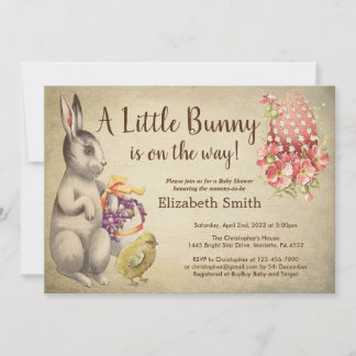 PaasBunny  konijn en Baby shower van kippen Kaart