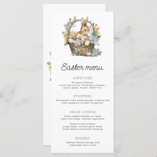 Paasbunny Menu (Voorkant / Achterkant)