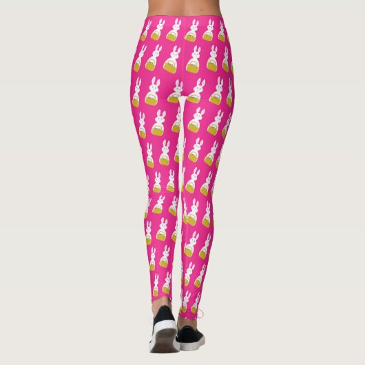 PaasBunny met Basket Fuchsia Background Leggings (Achterkant)