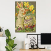 Paasbunny Painting Egg Daffodil Crocus Poster (Thuiskantoor)