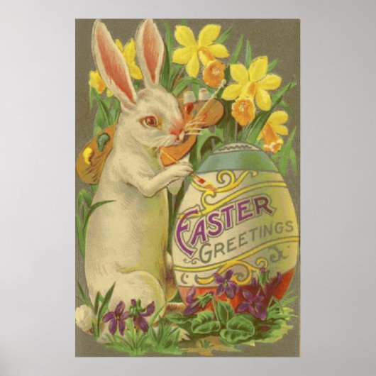 Paasbunny Painting Egg Daffodil Crocus Poster (Voorkant)