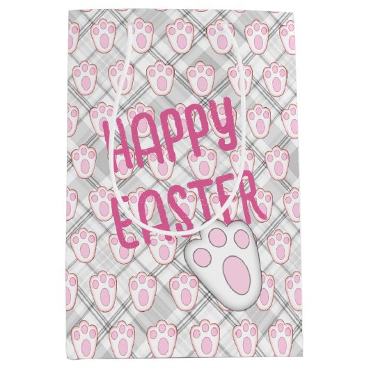 Paasbunny Pawprints op poten Medium Cadeauzakje (Voorkant)