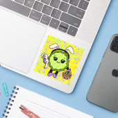 paasbunny Pickle | Vakantiepickle Sticker (Laptop met iPhone)