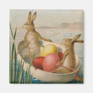 Paasbunny Rabbit Colored Egg Boat Magneet