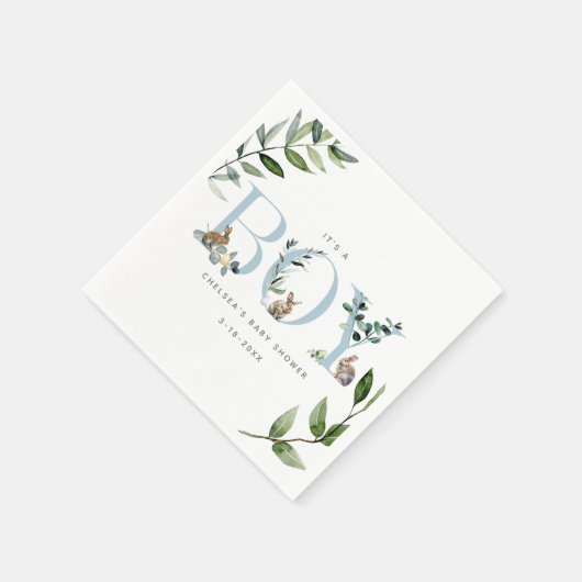 PaasBunny Rabbit Eucalyptus Boy Baby shower Servet (Hoek)