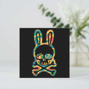 PaasBunny Retro Tie Dye Bunny Skull Cross Bone Kaart