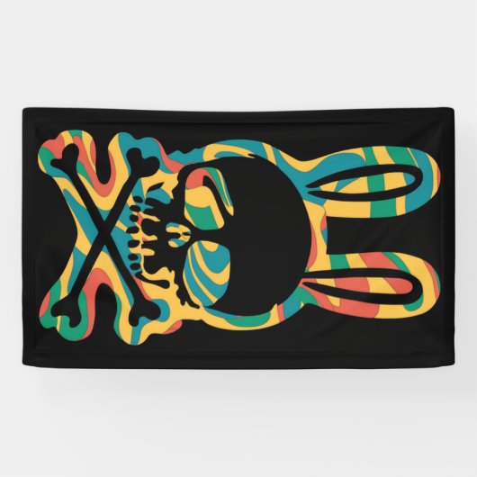 PaasBunny Retro Tie Dye Bunny Skull Cross Bone Spandoek (Horizontaal)