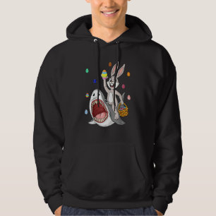 Paasbunny Riding Shark Eggs Basket Boys Girls K Hoodie