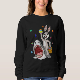 Paasbunny Riding Shark Funny Eggs Basket Boys G Trui