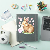 PaasBunny, Roze Bloemen en Paaseieren Sticker (iPad Cover)