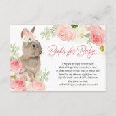 Paasbunny roze witte florale boeken voor baby informatiekaartje (Voorkant)