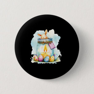 Paascade kaarsen in decoratieve potten omringd doo ronde button 5,7 cm