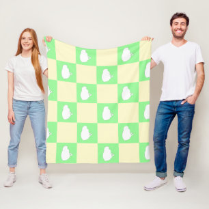 Paaschaakbordpatroon met wit kuikenmotief fleece deken