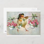 Paaschick levert bloemen briefkaart (Voorkant / Achterkant)