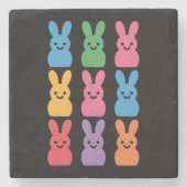 Paasdag Bunny Eggs Plaid Leopard Stenen Onderzetter (Voorkant)