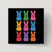 Paasdag Bunny Eggs Plaid Leopard Vierkante Button 5,1 Cm (Voorkant)