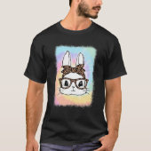 Paasdag Bunny Leopard Glasses Bandana Tie Dye B T-shirt (Voorkant)