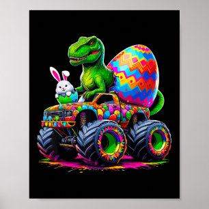 Paasdag Bunny Monster Truck Eggs Dinosaur Rabbi Poster