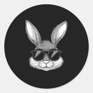 Paasdag Cool Bunny Gezicht met Zonnebril Mannen Bo Ronde Sticker