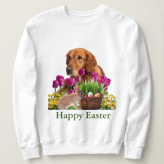 Paasdag Golden Retriever en Rabbit Spring Holiday Trui (Design voorkant)