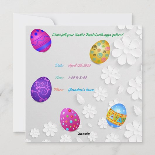 Paasdag Kaart voor het uitnodigen van de Jacht (Achterkant)