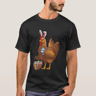 Paasdag Kip Draagt Konijnenoren Plezier Eieren Ver T-shirt