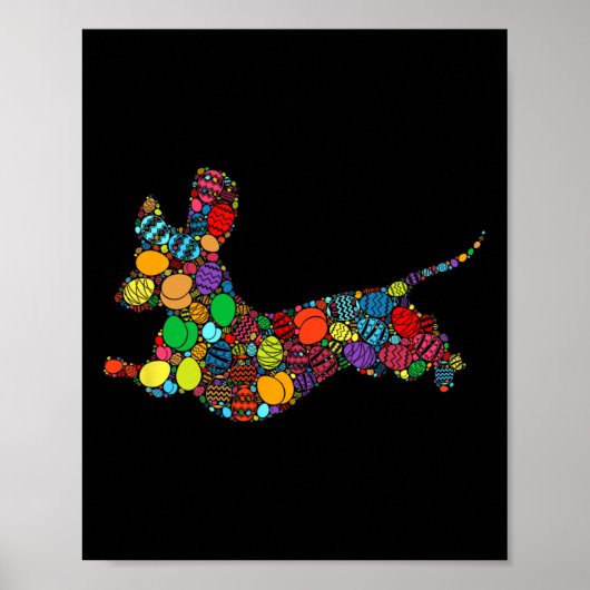 Paasdag Kleurrijke Bysket Egg Hunting Eggs - Hond Poster (Voorkant)