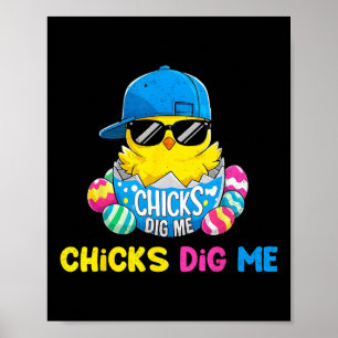 Paasdag kuikens graven me cool uitgebroed kuiken poster