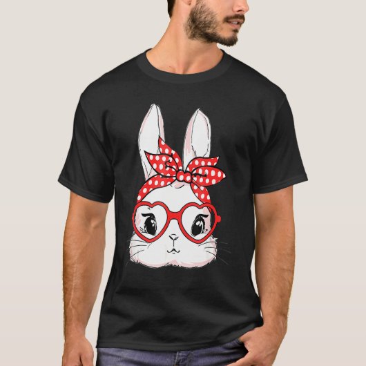 Paasdag leopard Bunny Glasses Cute Rabbit T-shirt (Voorkant)