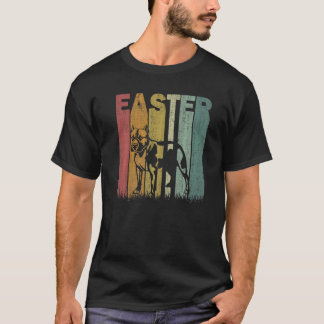 Paasdag Pitbull Hond Retro Grafisch Grappige Pasen T-shirt