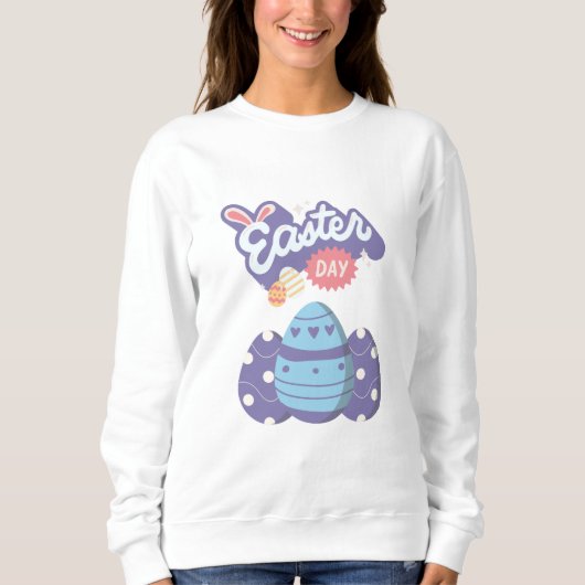 Paasdag Sweatshirt – Schattige Egg Graphic (Voorkant)