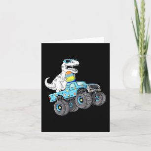 Paasdag T Rex Dino bestuurt een monsterwagen Kaart