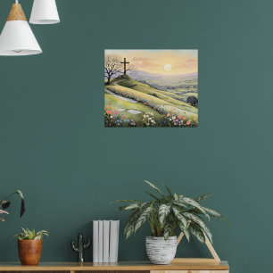 Paasdag zonsopgang kunstillustratie poster