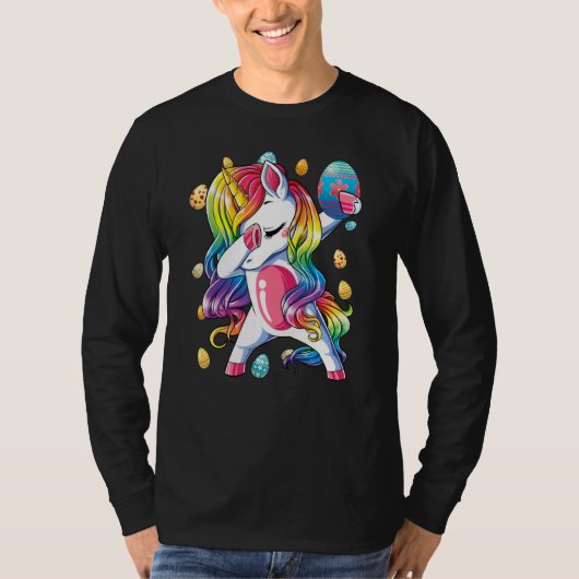 Paasdagmeisjes die Unicorn Dab Egg Hunt Unic T-shirt (Voorkant)