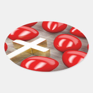 Paasdecoratie met eieren en kruis ovale sticker