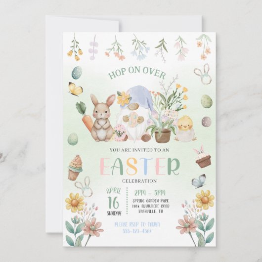 Paasdecoratie Paashaas Kabouters Eiersoeken Kaart (Voorkant)