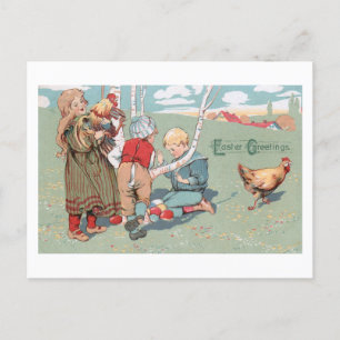 paasdieren en -kinderen feestdagenkaart