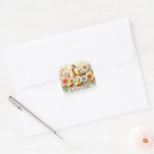Paaseend, eendjes en bloemen Envelope Seal Vierkante Sticker (Envelop)