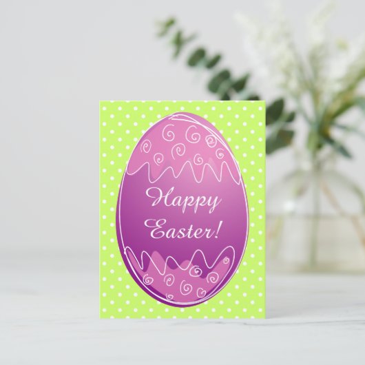 Paasei briefkaarten met witte stippen (Staand voorkant)