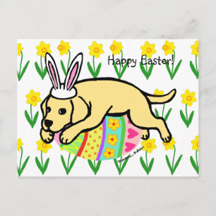 Paasei Geel Labrador Cartoon Feestdagenkaart