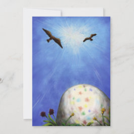 paasei in het gras liggend feestdagenkaart