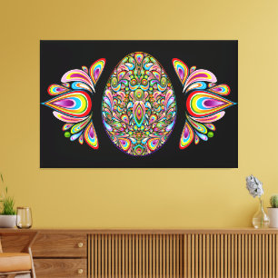 Paasei Psychedelisch Design Kids Biologisch T-shir Canvas Afdruk