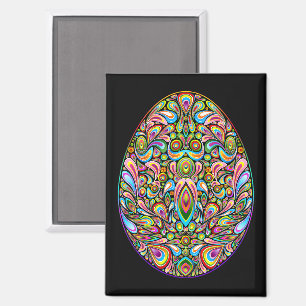 Paasei Psychedelisch Design Kids Biologisch T-Shir Magneet