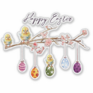 Paaseieren Baby Chicks Happy Easter Sticker