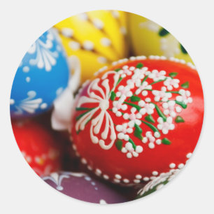 Paaseieren Colorful Holiday Pattern Spring Art Ronde Sticker