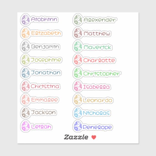 Paaseieren Custom Meerdere namen Stickers (Vel)