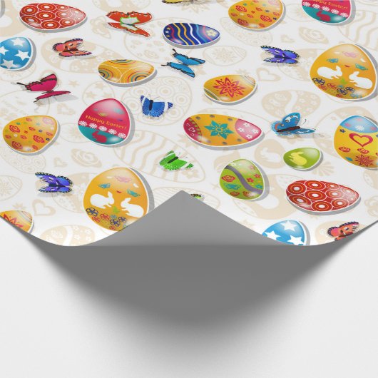 Paaseieren en botervliegen cadeaupapier (Hoek)