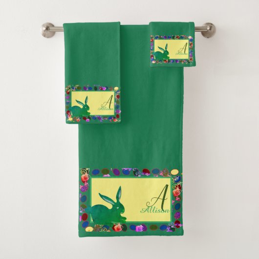 Paaseieren en bunny Monogram Handdoekset Bad Handdoek (Insitu)