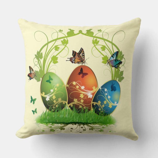 Paaseieren en vlinders kussen (Voorkant)