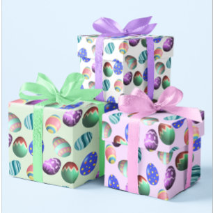 Paaseieren groen licht roze wit kleurig inpakpapier vel